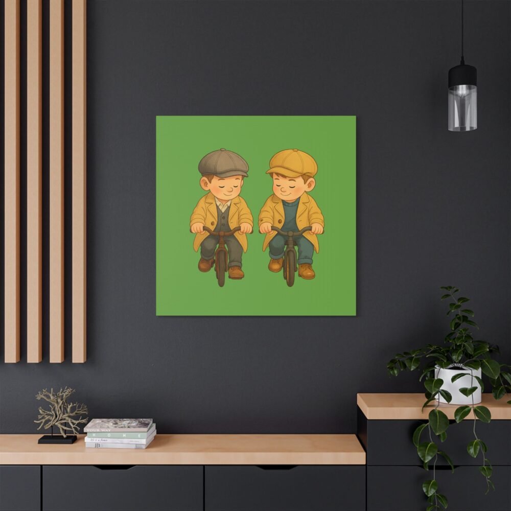 wall art two little boys on bikes