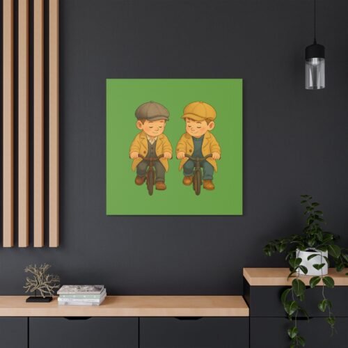 wall art two little boys on bikes