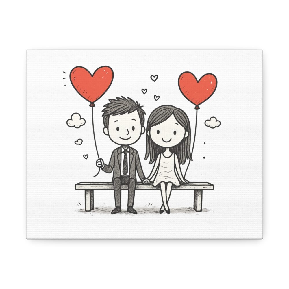 Romantic Couple Canvas Print, Love Art for Home, Cute Wall Decor, Anniversary Gift, Valentine's Day Decoration
