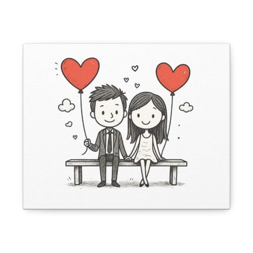 Romantic Couple Canvas Print, Love Art for Home, Cute Wall Decor, Anniversary Gift, Valentine's Day Decoration