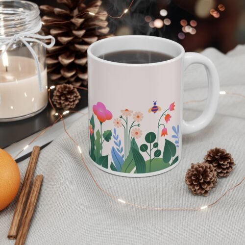 Colorful Floral Garden Mug – Ceramic Coffee & Tea Cup, Gift for Gardeners, Nature Enthusiasts & Special Occasions