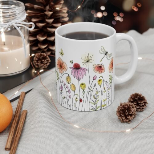 Garden Lover’s Floral Mug – Colorful Ceramic Cup for Tea & Coffee, Perfect for Mother’s Day & Birthdays