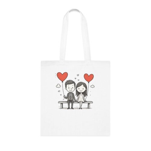 Cute Couple Cotton Tote Bag, Love Gift, Valentines Day, Eco-Friendly Shopping, Couple Accessory