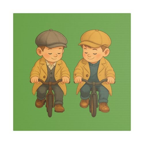 Whimsical Boys' Bicycle Canvas Art, Vintage Home Decor, Kids Room Wall Art
