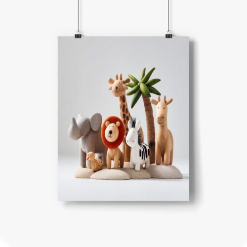 Whimsical Wooden Safari Animal Friends Wall Art for Nursery and Playroom