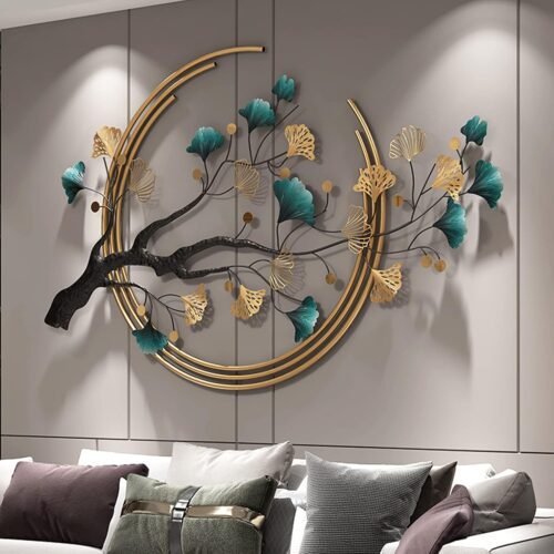 Ainydie Luxury Metal Ginkgo Tree Leaf Wall Art