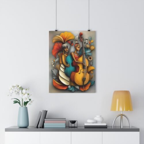 Vibrant Jazz Wall Art | Bohemian Music Poster | Colorful Cello Art Print | Modern Music Lover Gift | Abstract Jazz Home Decor