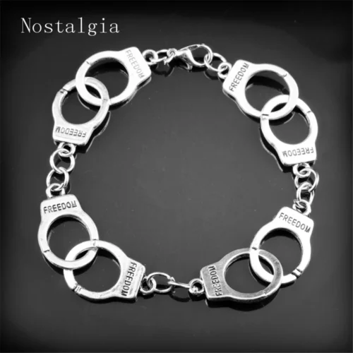 New Fashion Fifty Shades Of Grey Inspired 50 Shades Charms Bracelet Tie Handcuffs Gray Bracelets Women Crime Bracelet Punk