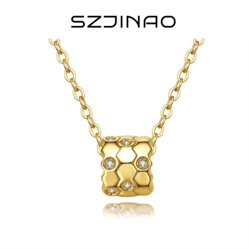 Small Waist Moissanite Necklace for Women 925 Sterling Silver Diamond Pendant 18K Gold Plated for Wedding Special Jewelry Gifts