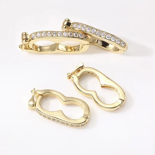 Pearl Necklace Shortener Enhancer Clasp,Pave CZ Brass Shortener Clasps Connector With Safety Catch For Diy Bead Bracelet Jewelry