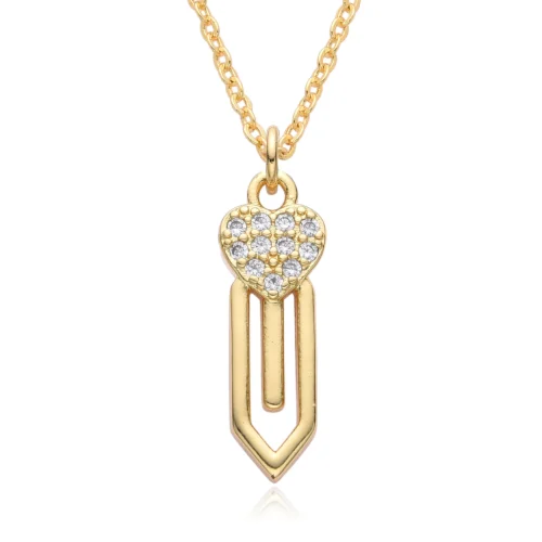 Original Trendy Gold Color Puppy Dog Charms Micro-inlaid CZ Heart Necklace for Women Choker Chain Pendant DIY Jewelry Wholesale