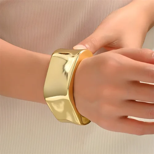 HipHop Punk Chunky Acrylic Cuff Bracelet Irregular Elliptic Geometric Leaf Oval Open Bangle