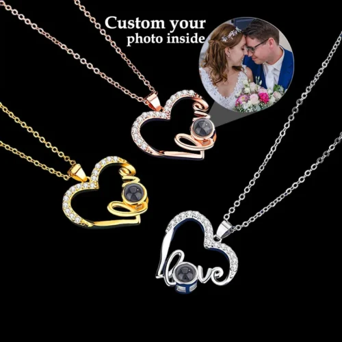 Personalized Photo Projection Nekclace with Custom Photo Love Heart Shaped photo Projection Pendant Necklace Memorial Gift 2025