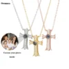 Customized Photo Projection Cross Love Necklace Personalized Picture Custom Photo Cross Projection Zircon Necklace Gift