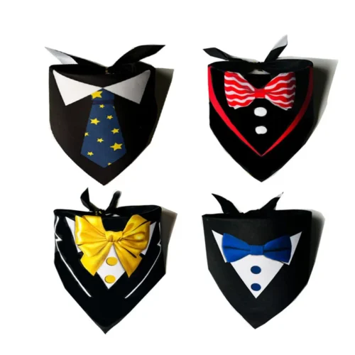 Gentleman Dog Bandana Handsome Bow Tie Pet Accessories for Small Medium Large Dogs Adjustable Tuxedo Collar Dog Necktie