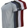 5pcs Printed Men's Quick-Dry Sports T-Shirts with Reflective Stripes