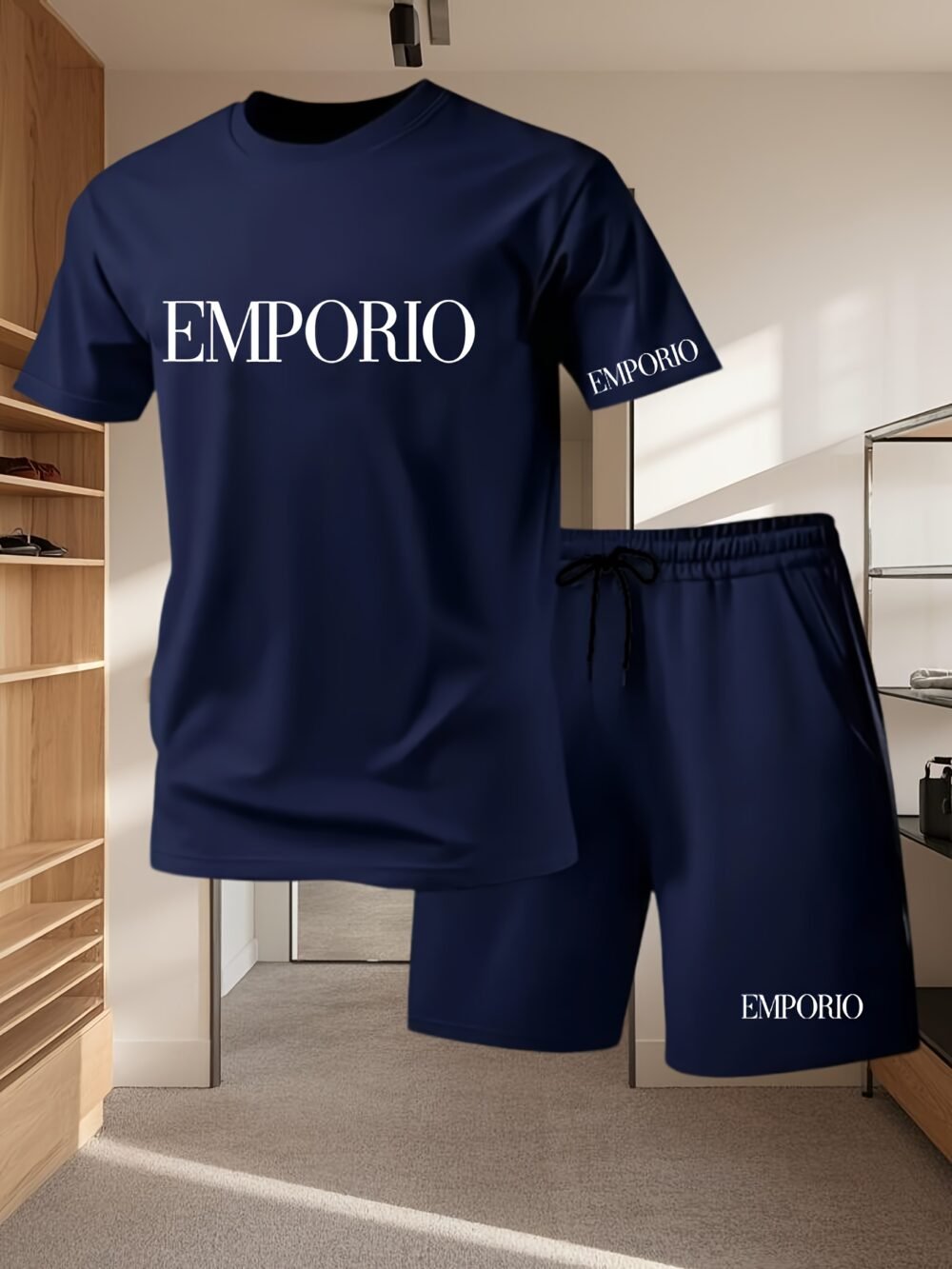 Summer Men's Casual Sport Short Sleeve T-Shirt and Shorts Set