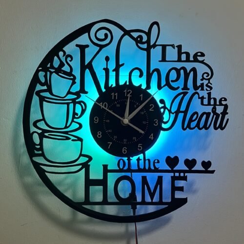 1pc DDZIO Vintage Kitchen-Themed wall clock - Silent Non-Ticking, Retro Cafe Decor with Cup Motifs, Easy-to-Read Numerals - Battery-Powered (AA/Battery Not Included) for Home, Office, Coffee Shop, Bar - Ideal Housewarming Gift, Kitchen Wall Art, Kitchen Themed Decor, Vinyl Record Design