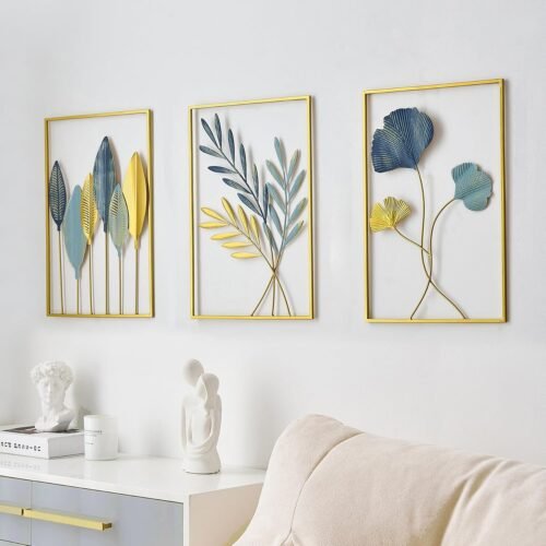 FUNTEREST Gold Leaf Wall Decor Modern Wall Art Home Decor